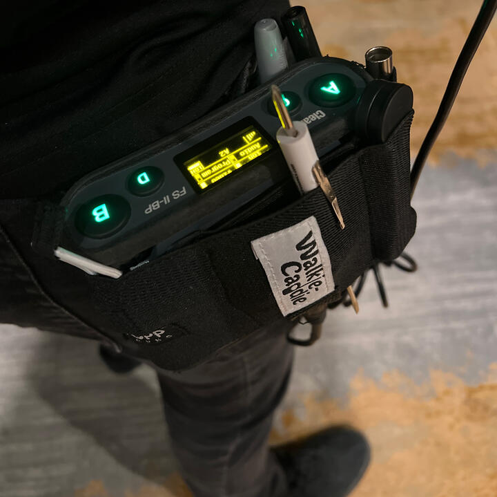 Clear-Com Walkie Caddie on a Clear-Com Radio